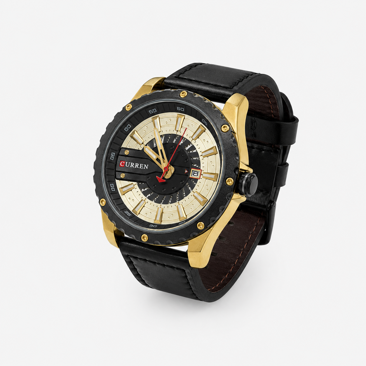 Reloj Curren para caballero 8374-4 Cuero negro con detalles dorados - Imagen 3