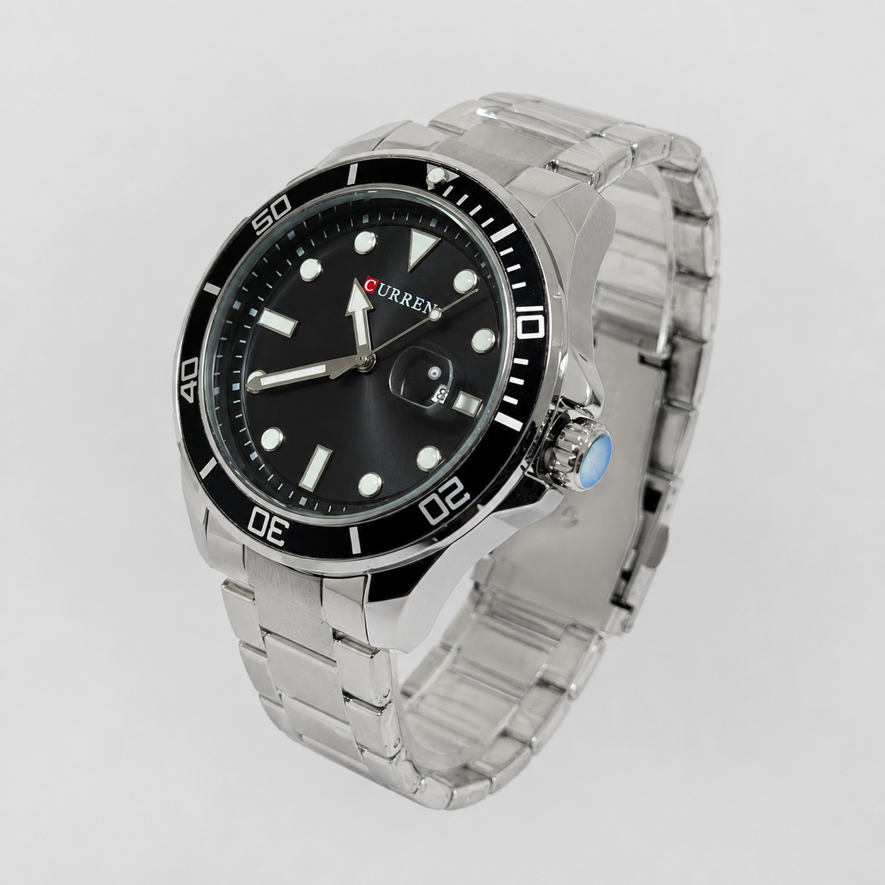 Reloj Curren para caballero 8388-1 Metal plateado con esfera negra - Imagen 2