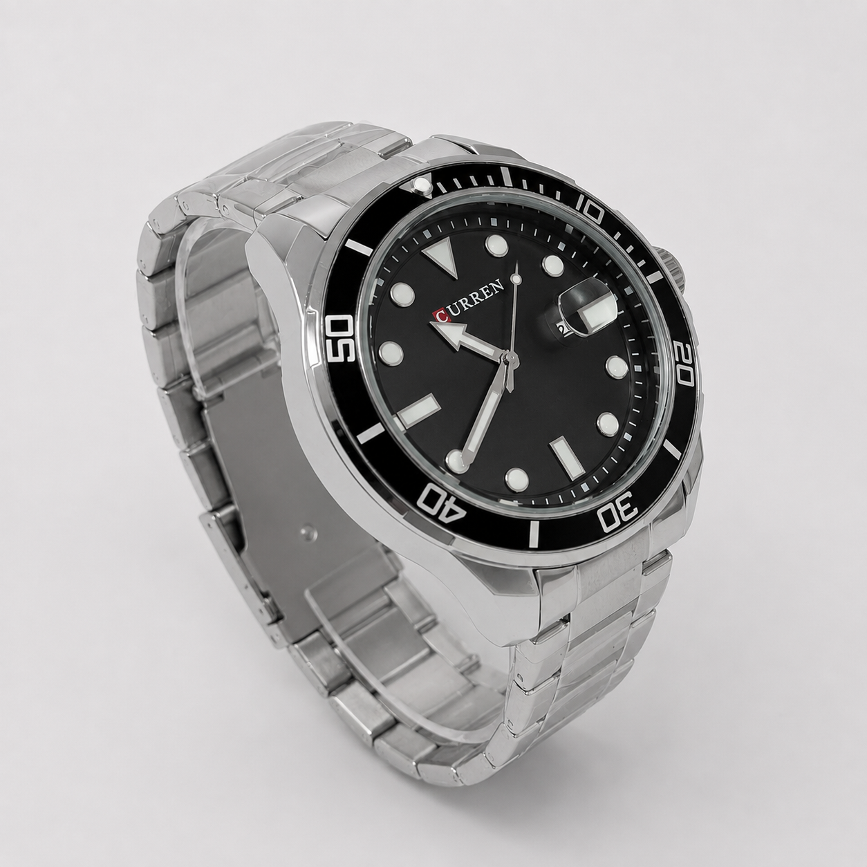 Reloj Curren para caballero 8388-1 Metal plateado con esfera negra - Imagen 3
