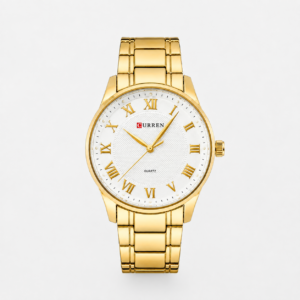 Reloj Curren para caballero 8409-2 Metal dorado con esfera blanca