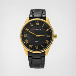 Reloj Curren para caballero 8409-3 Metal negro con detalles dorados