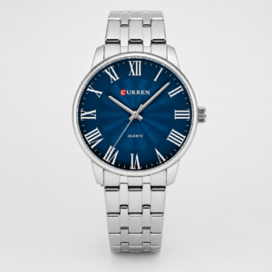 Reloj Curren para caballero 8422-3 Metal plateado con esfera azul