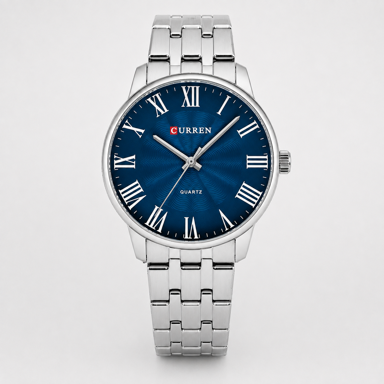 Reloj Curren para caballero 8422-3 Metal plateado con esfera azul