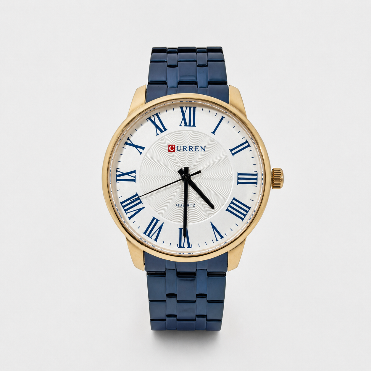 Reloj Curren para caballero 8422-6 Metal azul con detalles cobre y esfera blanca