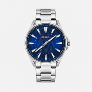 Reloj Curren para caballero 8424-1 Metal plateado con esfera azul