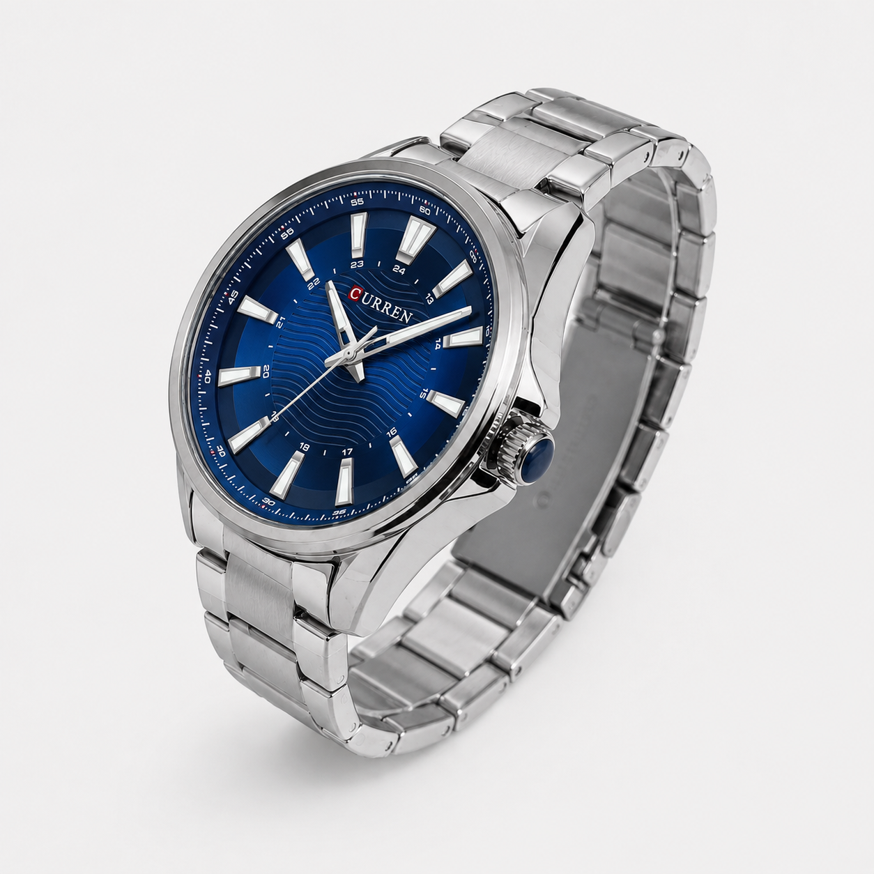 Reloj Curren para caballero 8424-1 Metal plateado con esfera azul - Imagen 3