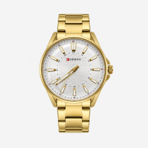 Reloj Curren para caballero 8424-3 Metal dorado con esfera blanca
