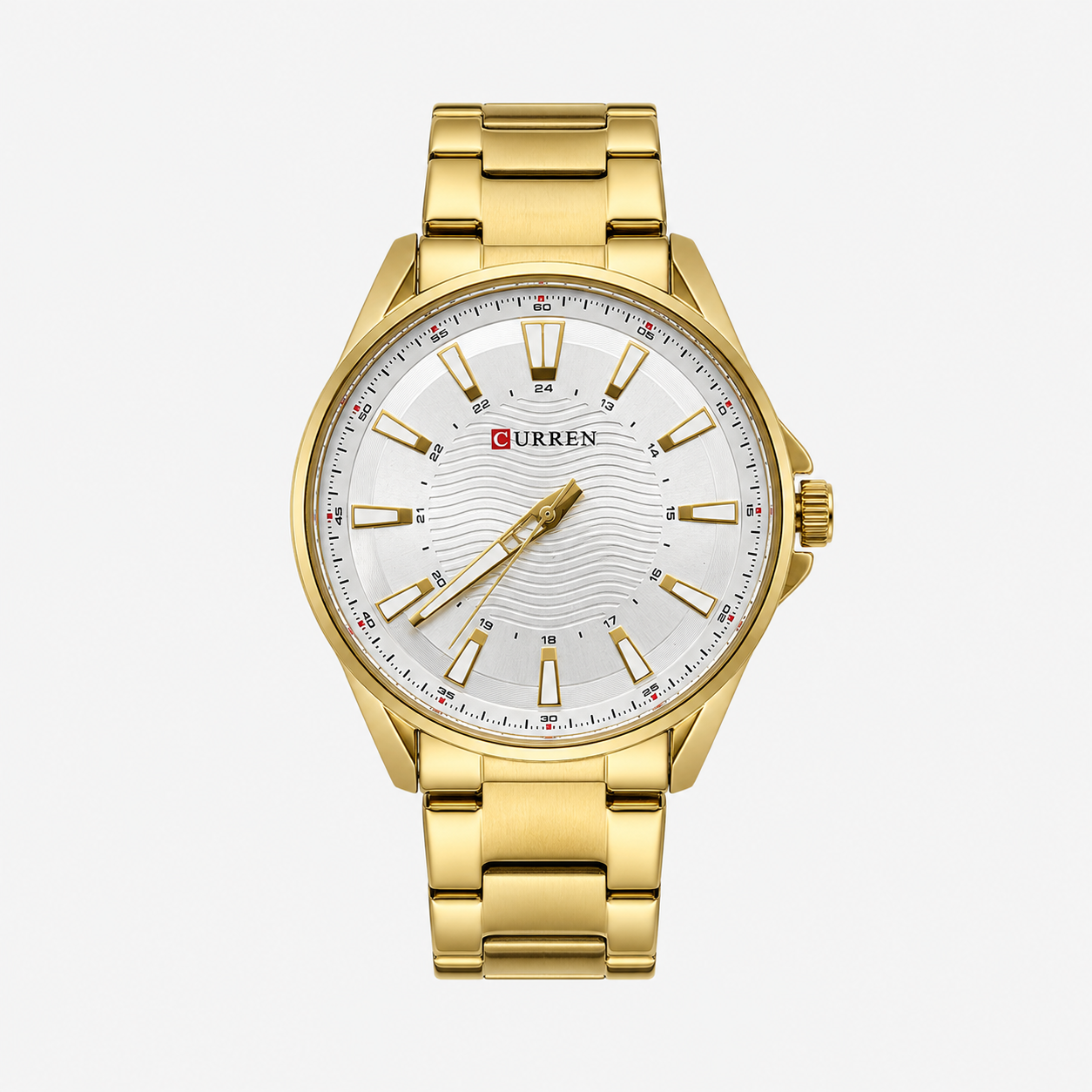 Reloj Curren para caballero 8424-3 Metal dorado con esfera blanca