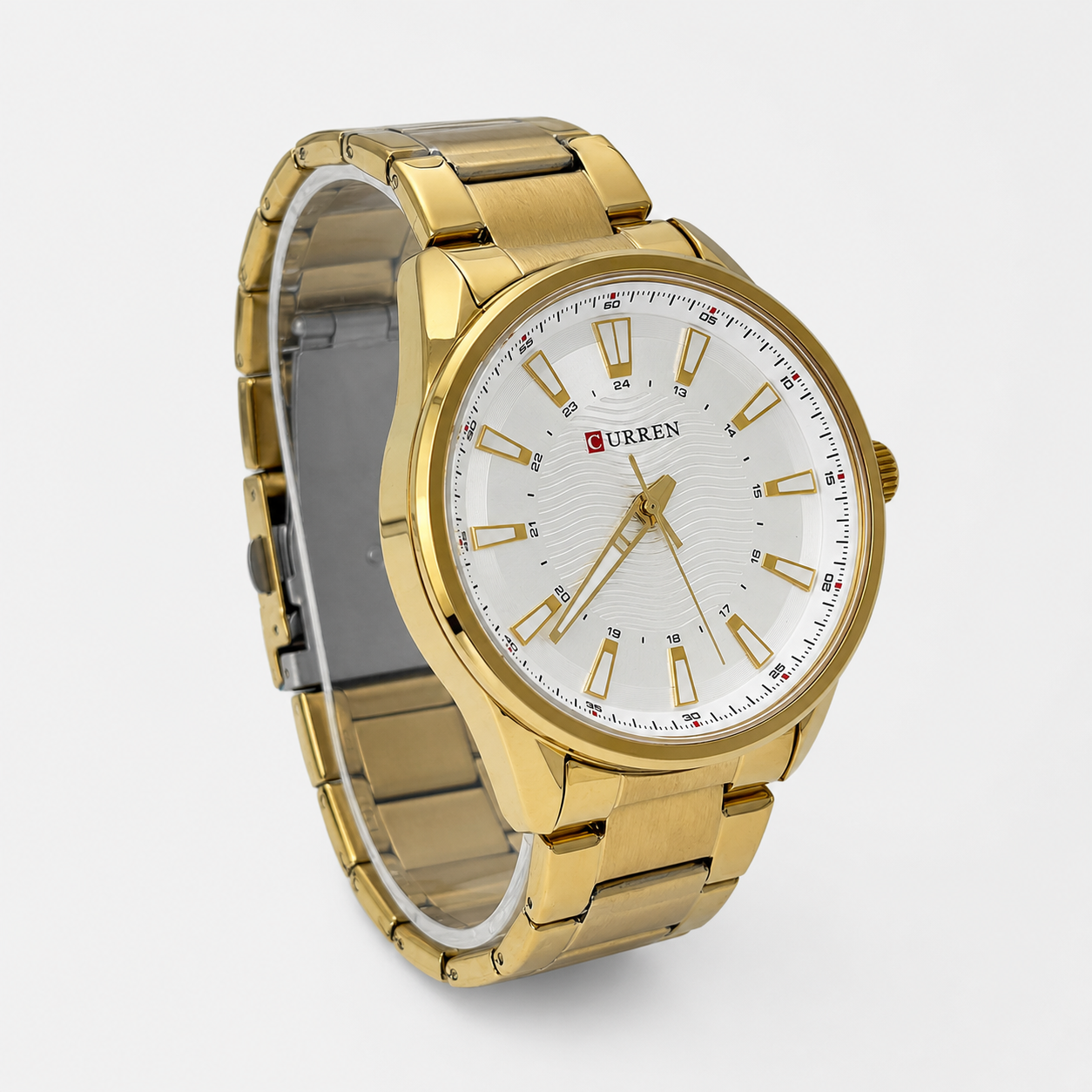 Reloj Curren para caballero 8424-3 Metal dorado con esfera blanca - Imagen 3