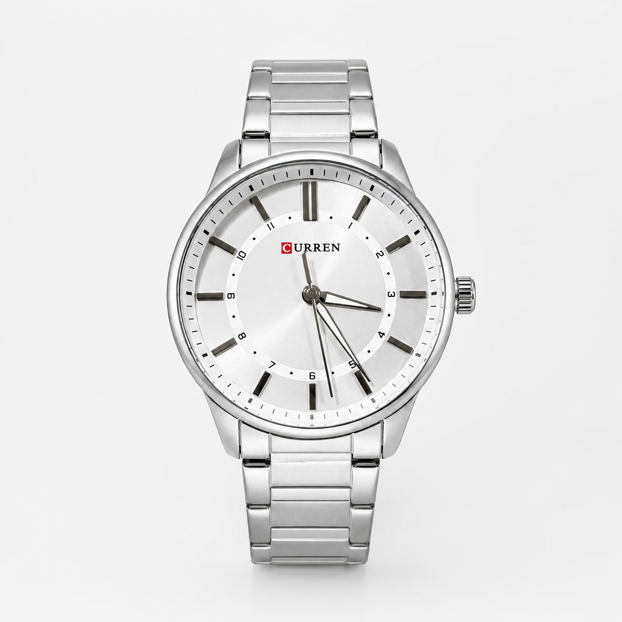 Reloj Curren para caballero 8430-1 Metal plateado con esfera blanca