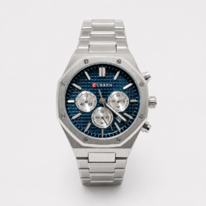 Reloj Curren para caballero 8440-1 Metal plateado con esfera azul petróleo