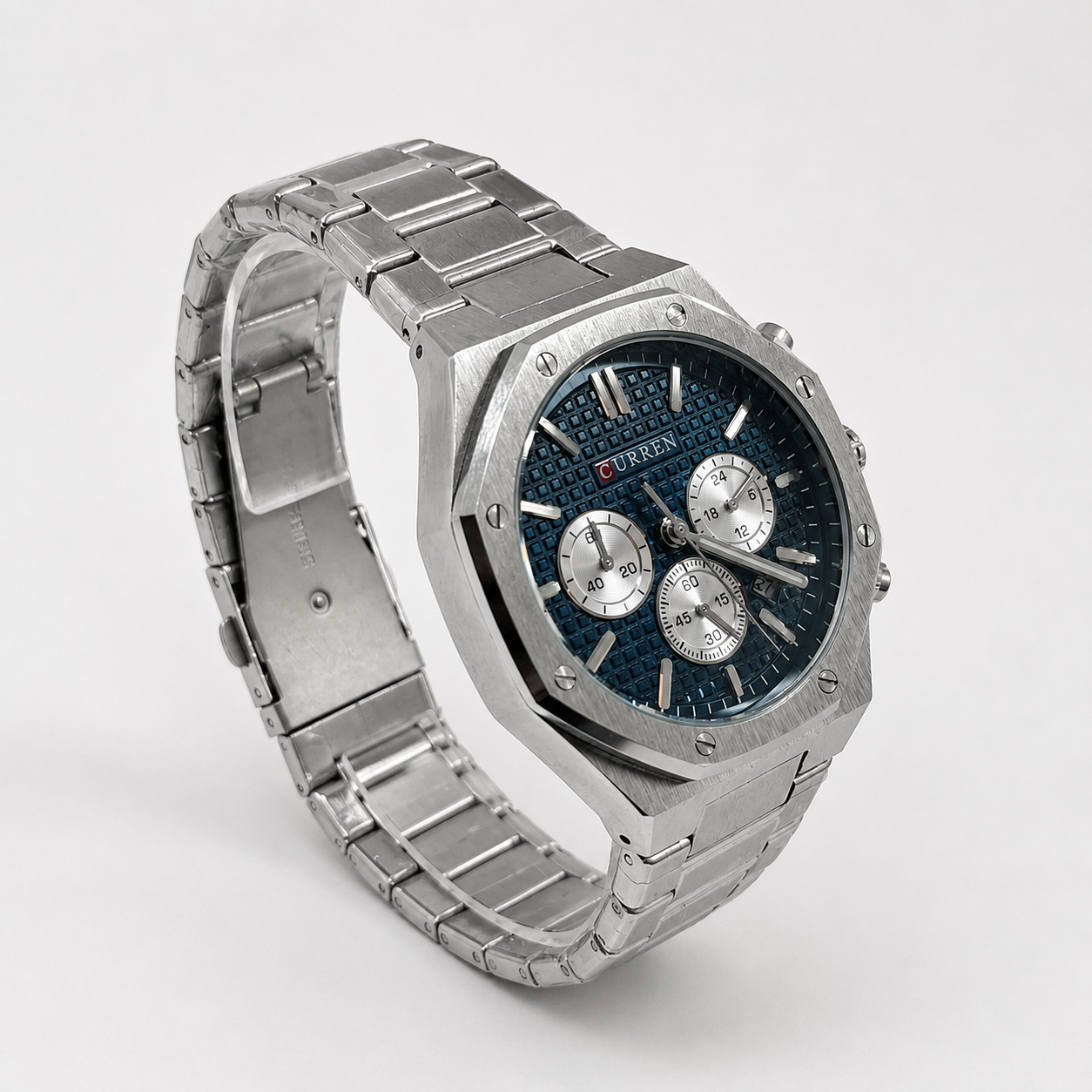 Reloj Curren para caballero 8440-1 Metal plateado con esfera azul petróleo - Imagen 2