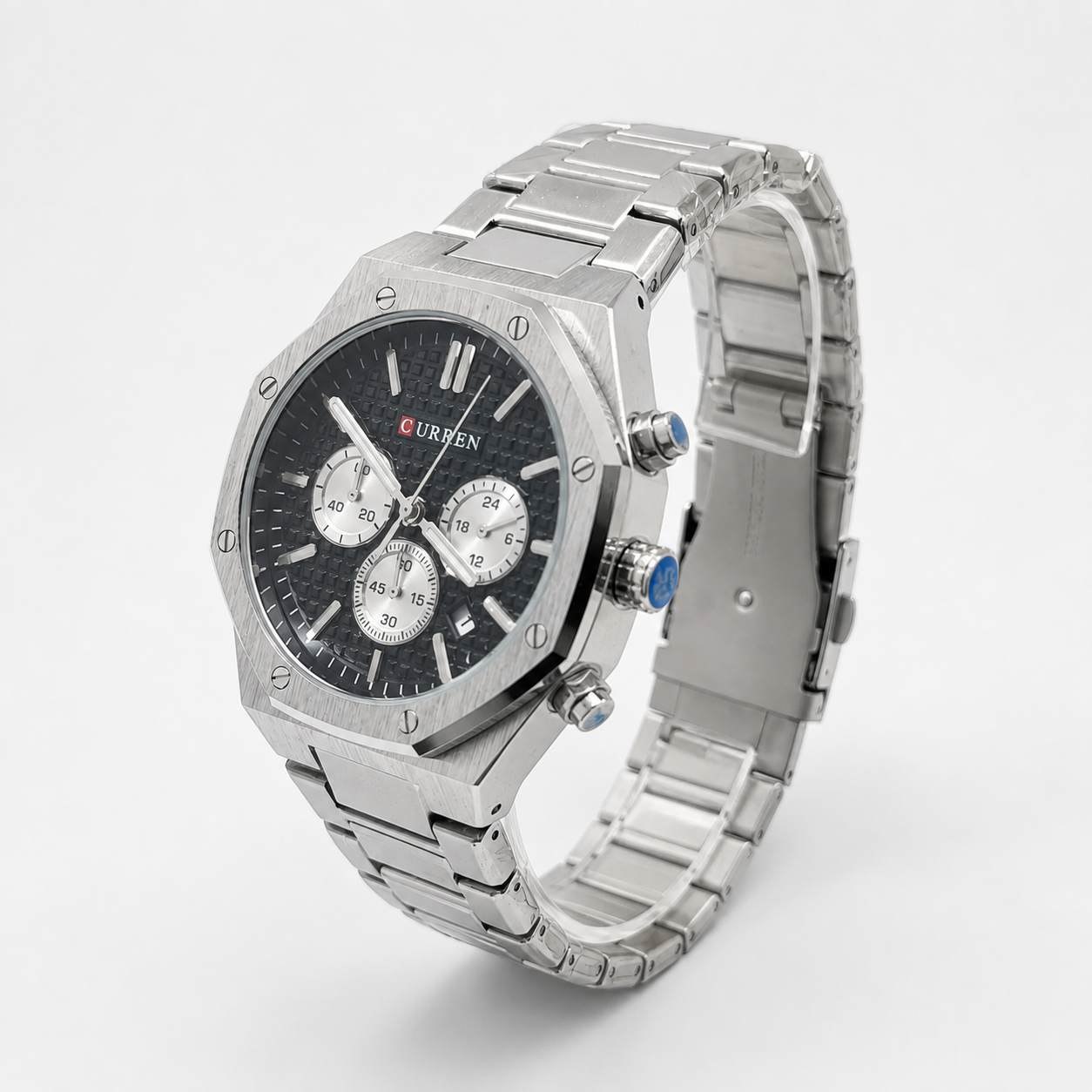 Reloj Curren para caballero 8440-2 Metal plateado con esfera negra - Imagen 2