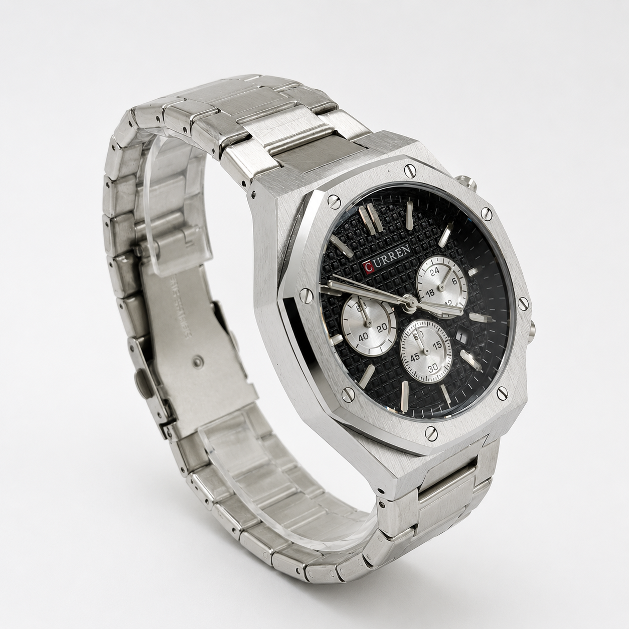 Reloj Curren para caballero 8440-2 Metal plateado con esfera negra - Imagen 3