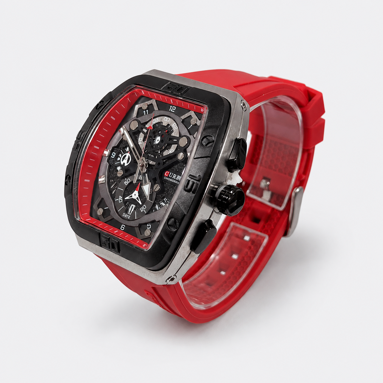Reloj Curren para caballero 8443-2 Resina rojo con esfera negra - Imagen 3
