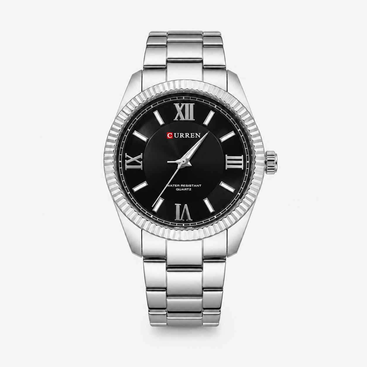Reloj Curren para caballero 8453-1 Metal plateado con esfera negra