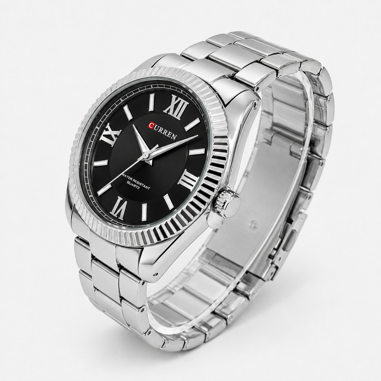 Reloj Curren para caballero 8453-1 Metal plateado con esfera negra - Imagen 3