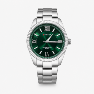 Reloj Curren para caballero 8453-2 Metal plateado con esfera verde