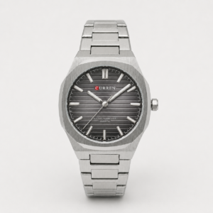Reloj Curren para caballero 8456-1 Metal plateado con esfera negra