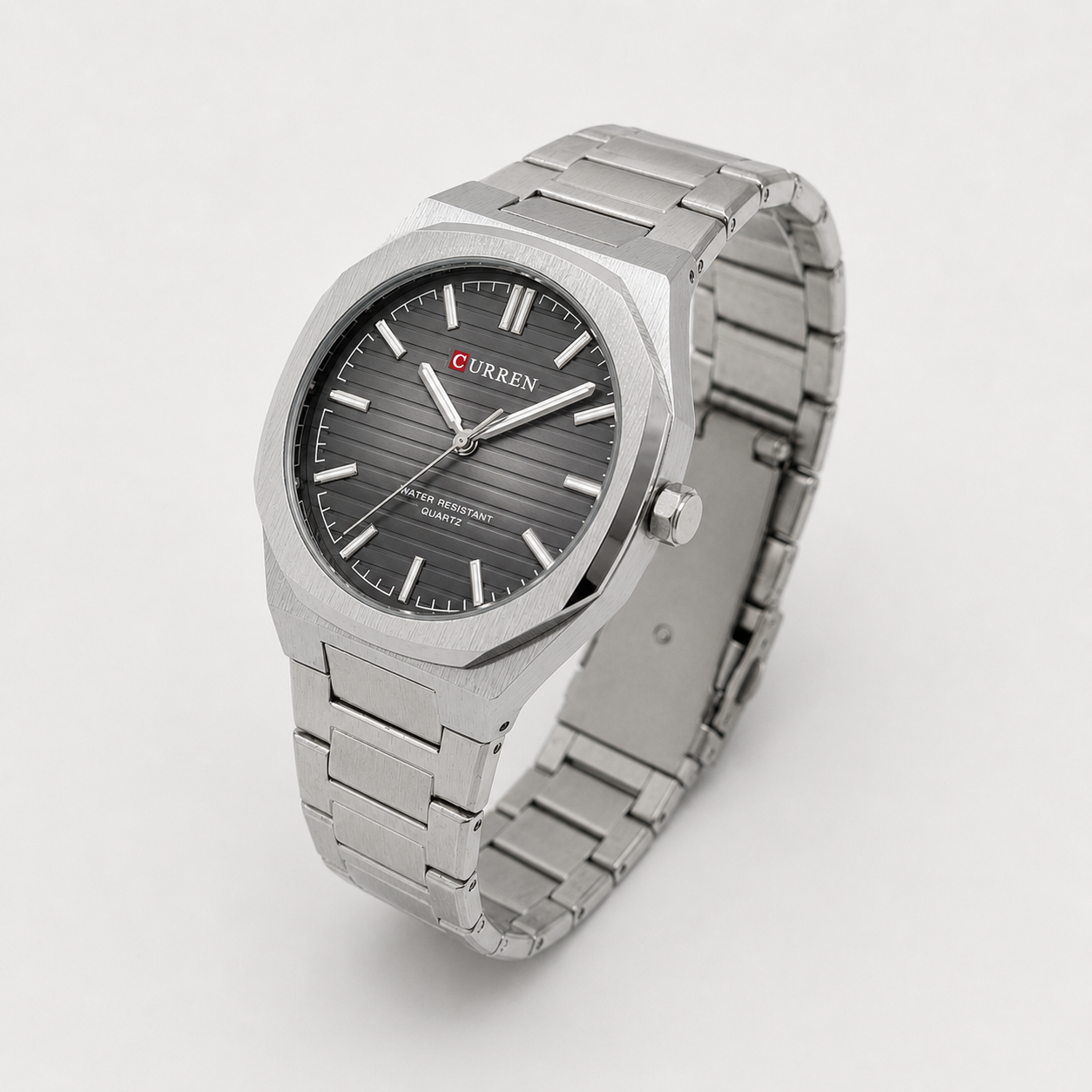Reloj Curren para caballero 8456-1 Metal plateado con esfera negra - Imagen 2
