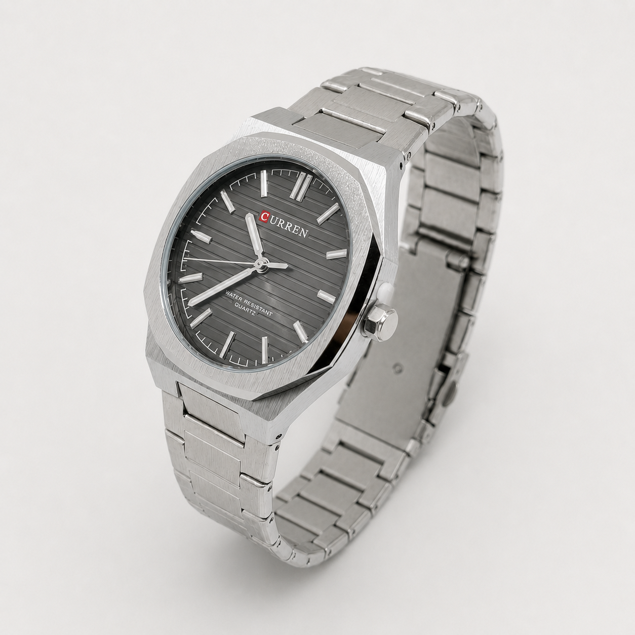 Reloj Curren para caballero 8456-1 Metal plateado con esfera negra - Imagen 3
