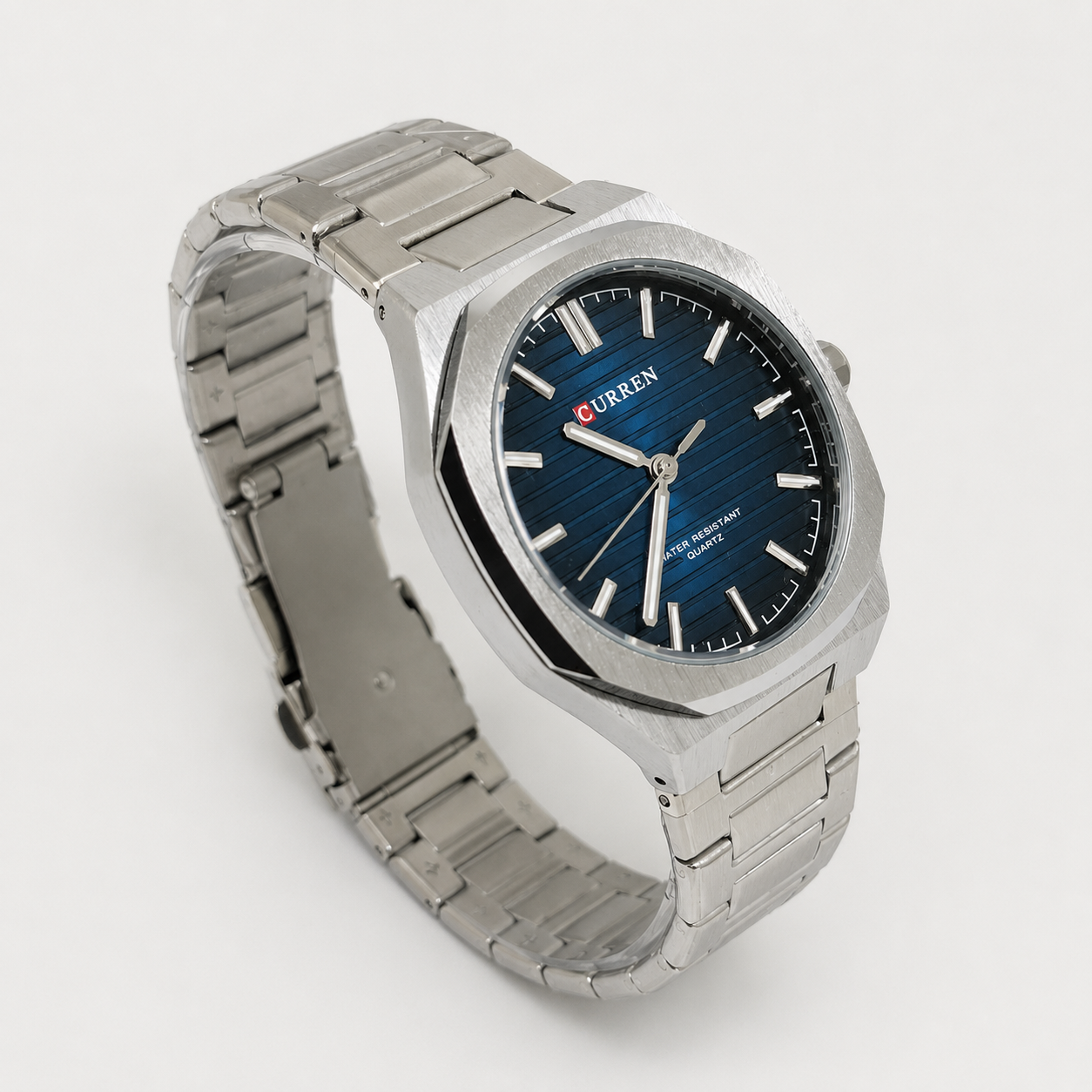 Reloj Curren para caballero 8456-2 Metal plateado con esfera azul - Imagen 2