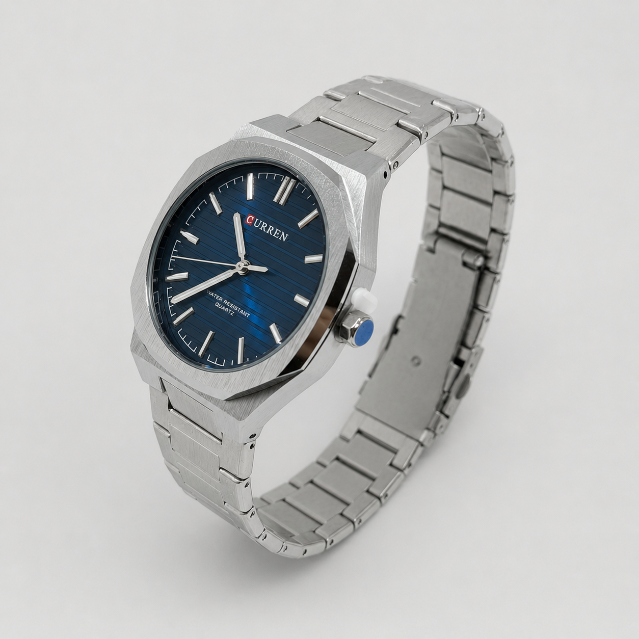 Reloj Curren para caballero 8456-2 Metal plateado con esfera azul - Imagen 3