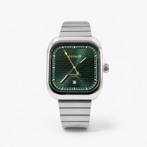 Reloj Curren para caballero 8460-2 Metal plateado con esfera verde