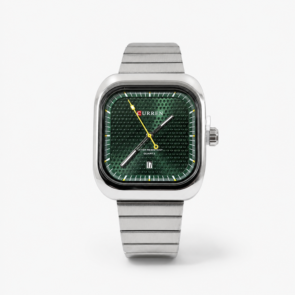 Reloj Curren para caballero 8460-2 Metal plateado con esfera verde