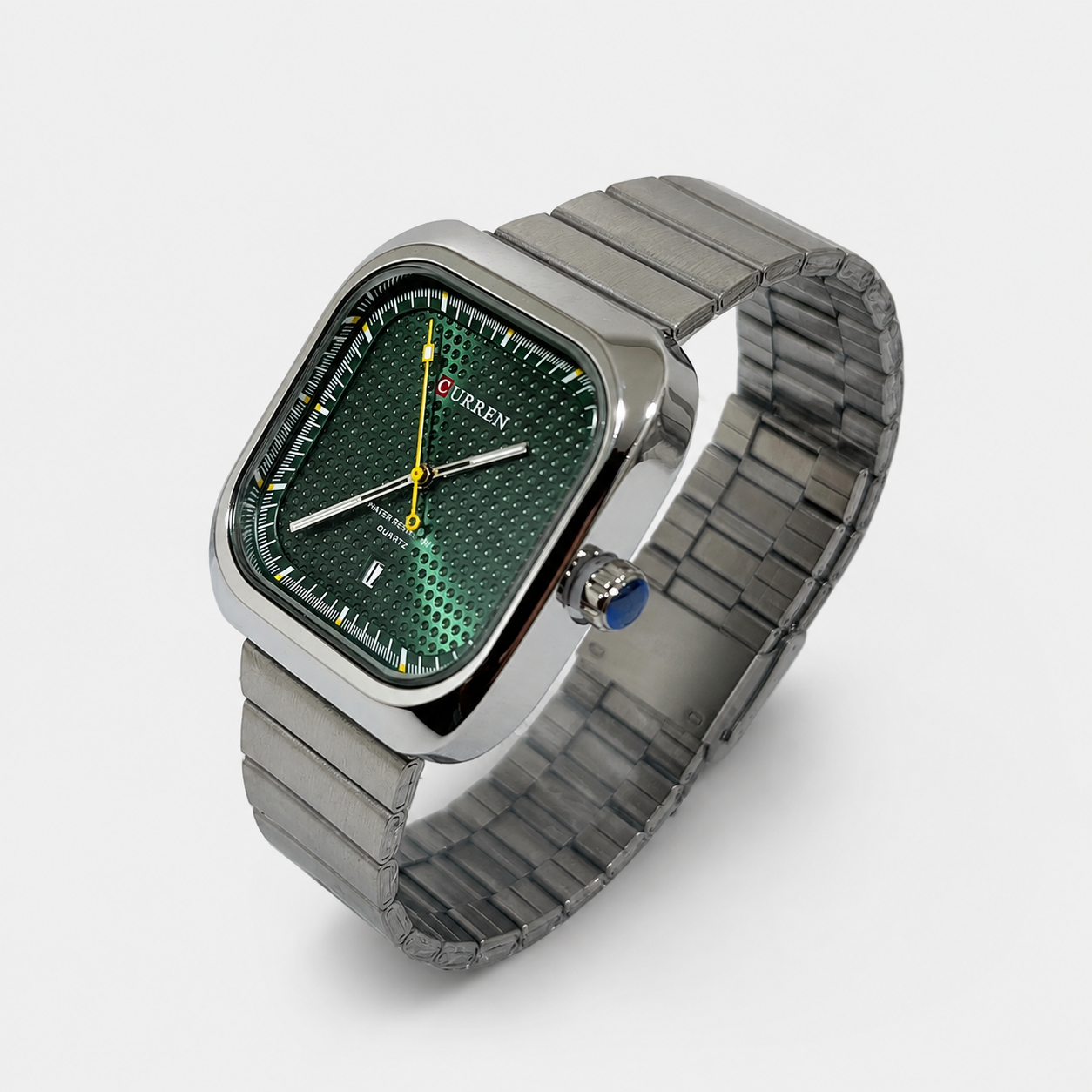 Reloj Curren para caballero 8460-2 Metal plateado con esfera verde - Imagen 2