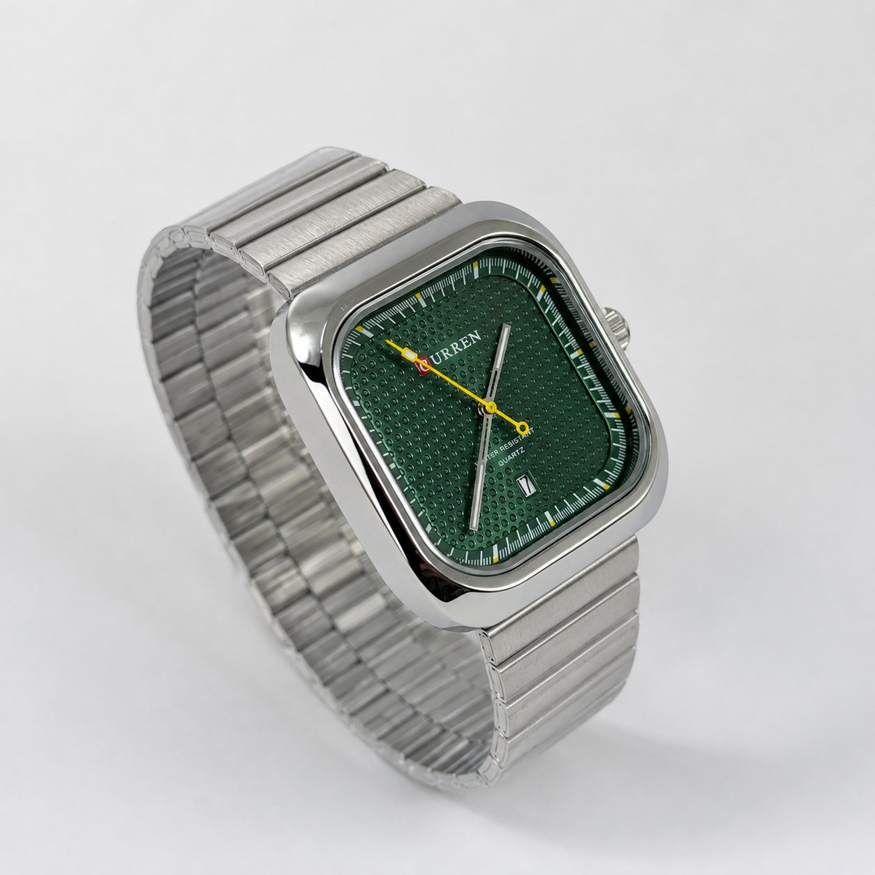 Reloj Curren para caballero 8460-2 Metal plateado con esfera verde - Imagen 3