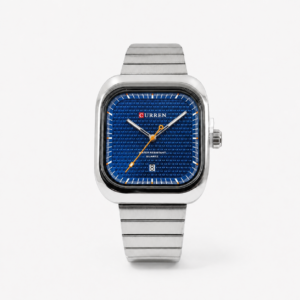 Reloj Curren para caballero 8460-3 Metal plateado con esfera azul
