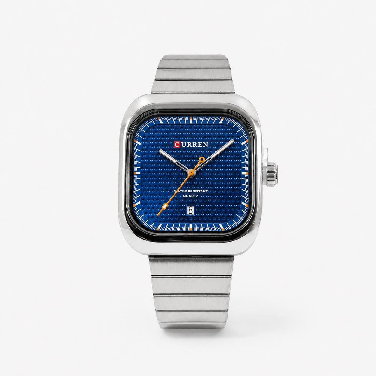 Reloj Curren para caballero 8460-3 Metal plateado con esfera azul