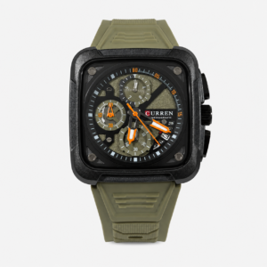 Reloj Curren para caballero 8461-3 Resina verde oliva con esfera negra y detalles dorados