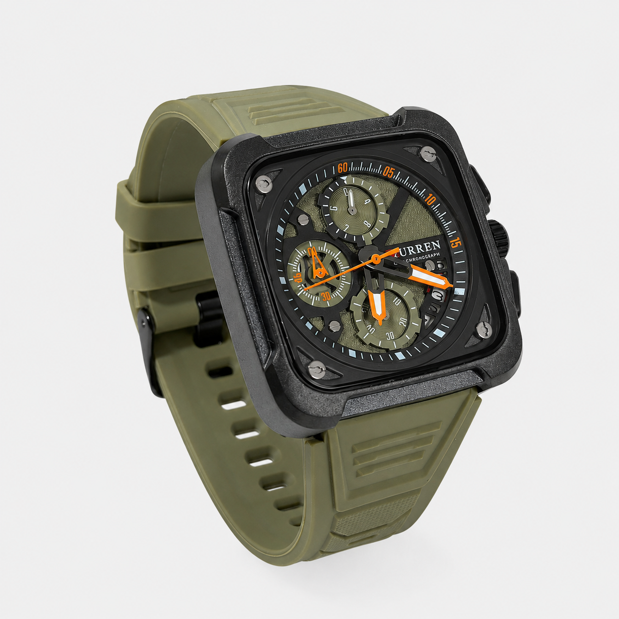 Reloj Curren para caballero 8461-3 Resina verde oliva con esfera negra y detalles dorados - Imagen 2