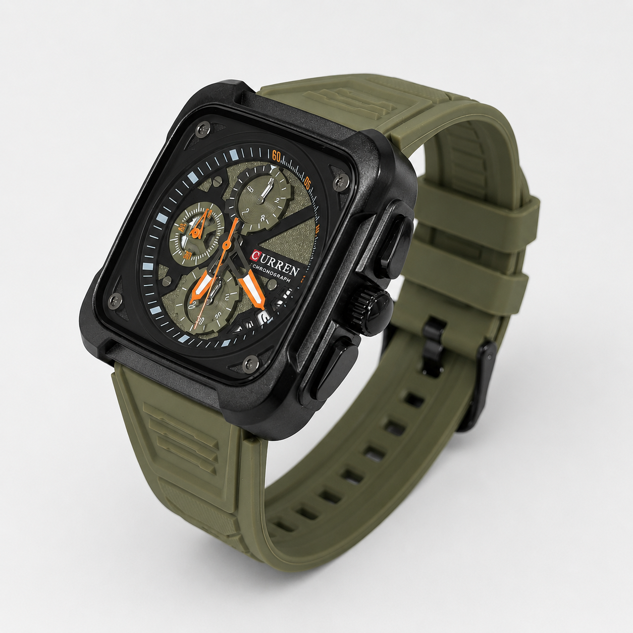 Reloj Curren para caballero 8461-3 Resina verde oliva con esfera negra y detalles dorados - Imagen 3