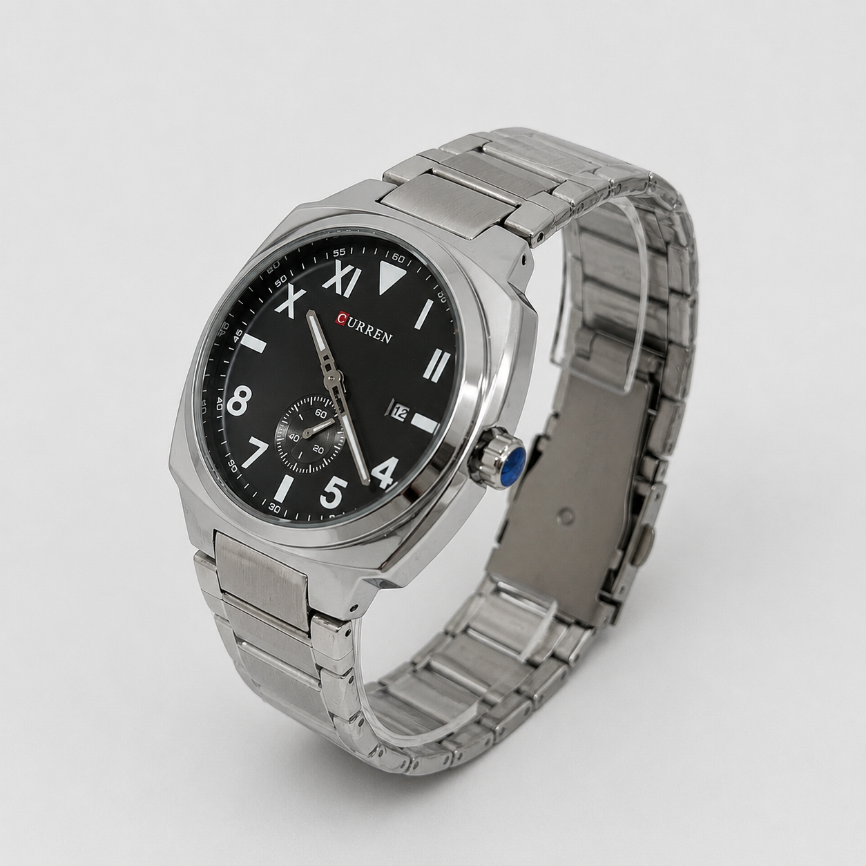 Reloj Curren para caballero 8472-1 Metal plateado con esfera negra - Imagen 2