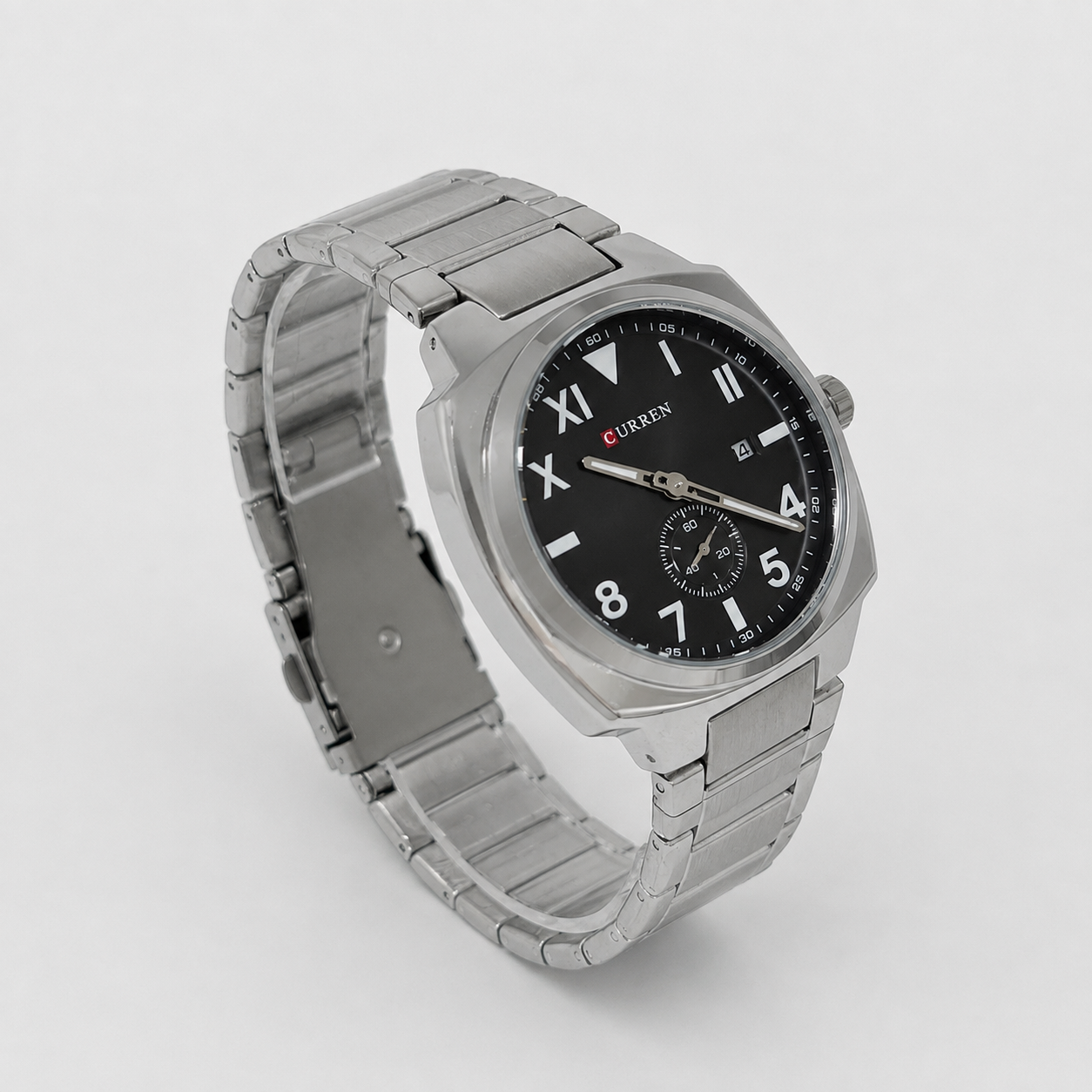 Reloj Curren para caballero 8472-1 Metal plateado con esfera negra - Imagen 3