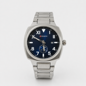 Reloj Curren para caballero 8472-2 Metal plateado con esfera azul