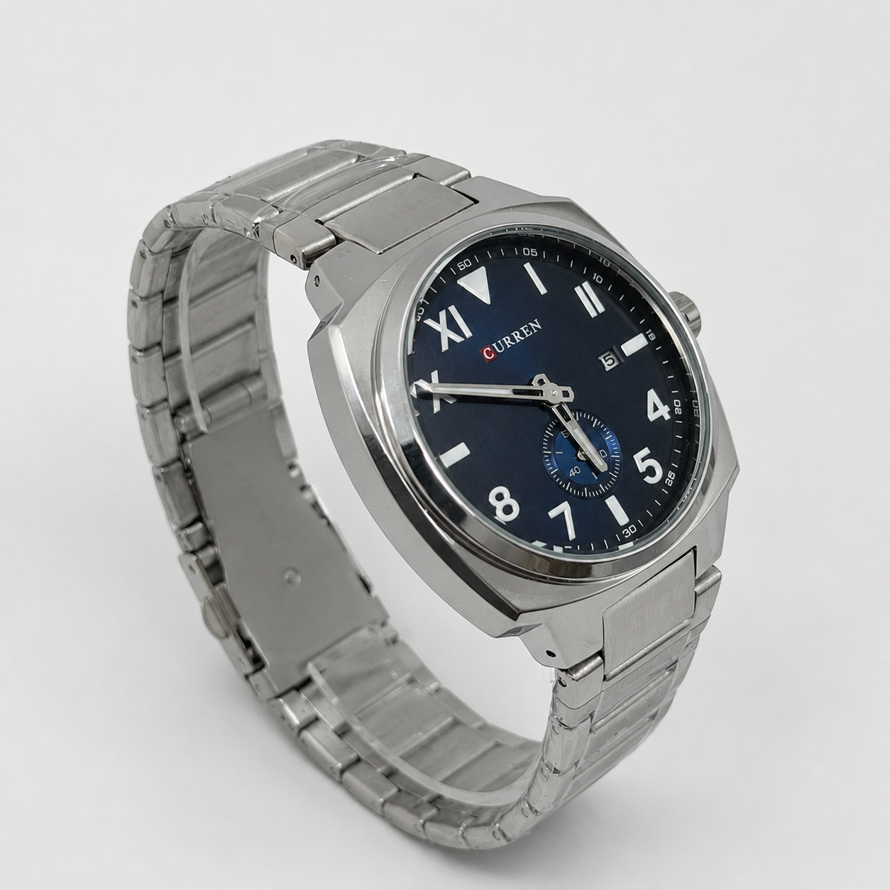 Reloj Curren para caballero 8472-2 Metal plateado con esfera azul - Imagen 3