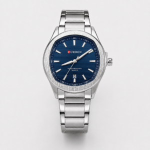 Reloj Curren para caballero 8474-2 Metal plateado con esfera azul