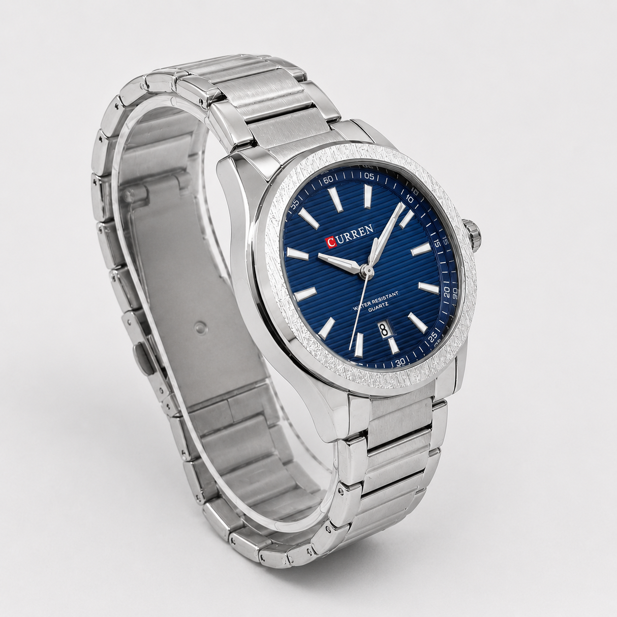 Reloj Curren para caballero 8474-2 Metal plateado con esfera azul - Imagen 2