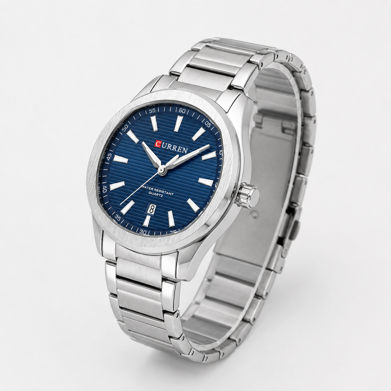 Reloj Curren para caballero 8474-2 Metal plateado con esfera azul - Imagen 3
