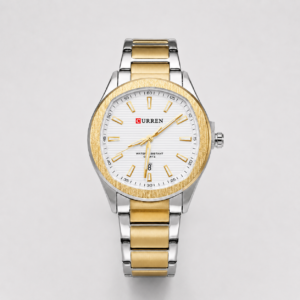 Reloj Curren para caballero 8474-3 Metal bicolor plateado y dorado con esfera blanca