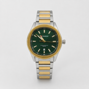Reloj Curren para caballero 8474-4 Metal bicolor plateado y dorado con esfera verde