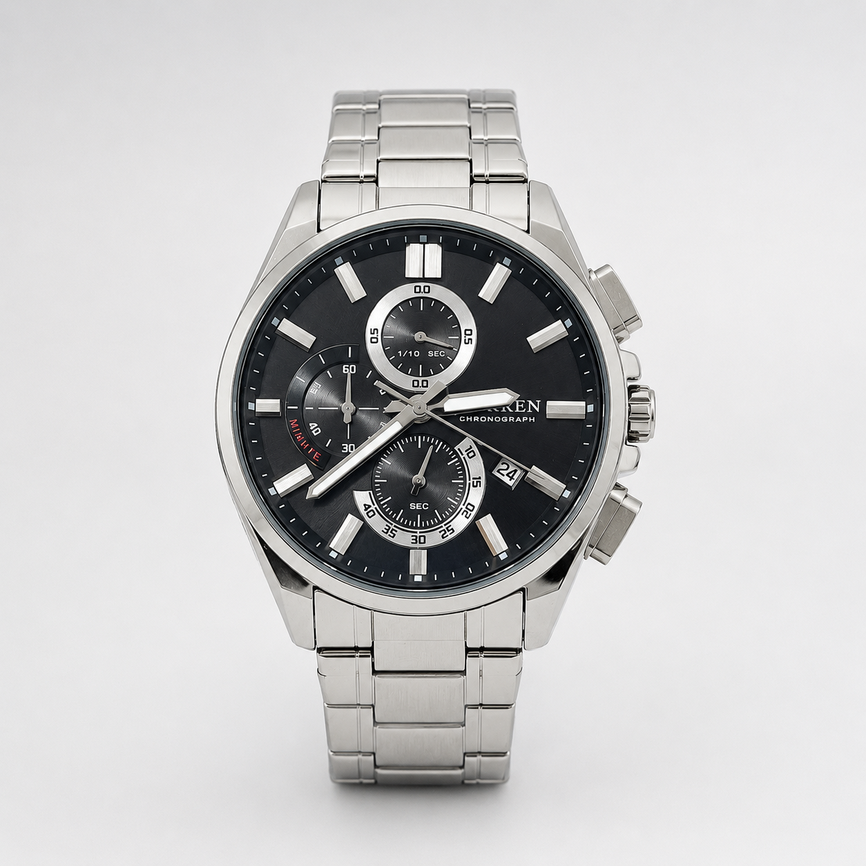 Reloj Curren para caballero 8475-1 Metal plateado con esfera negra
