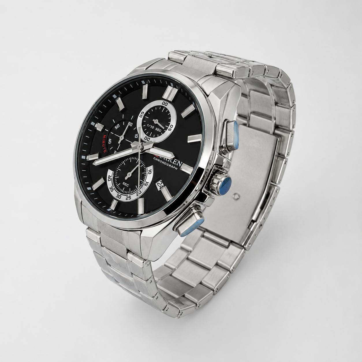 Reloj Curren para caballero 8475-1 Metal plateado con esfera negra - Imagen 3
