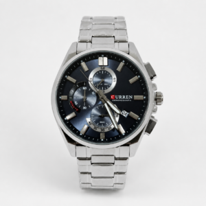 Reloj Curren para caballero 8475-2 Metal plateado con esfera azul grisácea