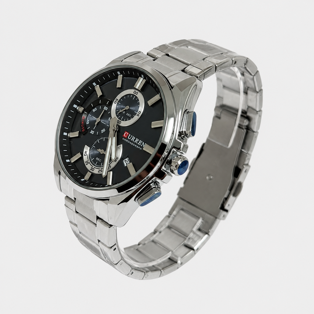 Reloj Curren para caballero 8475-2 Metal plateado con esfera azul grisácea - Imagen 3