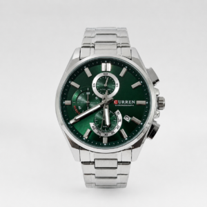 Reloj Curren para caballero 8475-3 Metal plateado con esfera verde